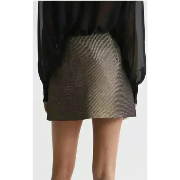 REISS LOUISA GOLD METALLIC MINI SKIRT NEW NWT! - Picture 3 of 6